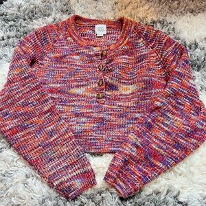 Urban Outfitters BDG Harlow Henley Striped Cropped Sweater
